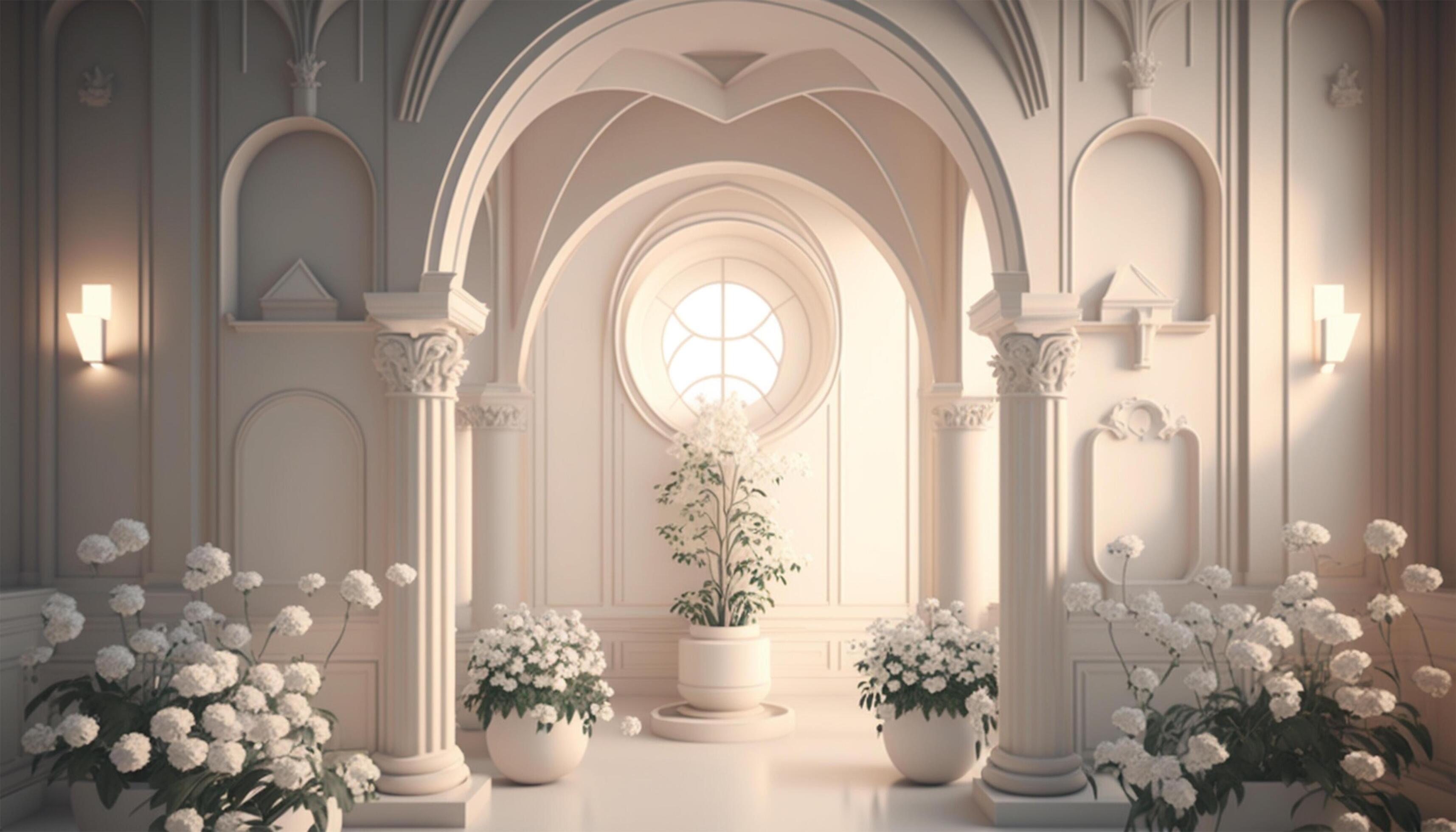 luxury-interior-white-palace-with-vintage-ornamental-pillar-and-daylight-flower-and-leaves-decoration-in-room-windows-generative-ai-free-photo