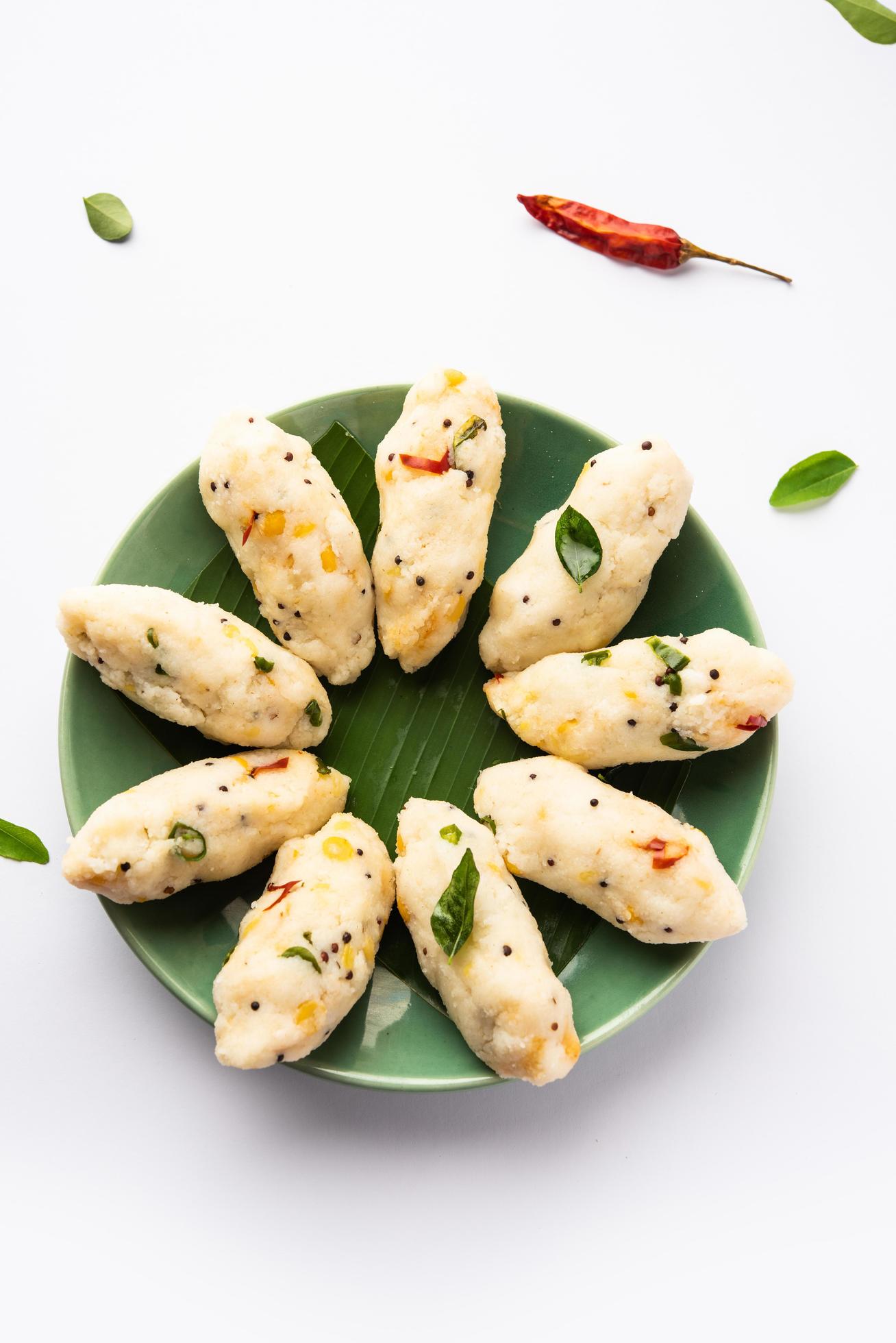 Kozhukatta Pidi is a steamed snack food from kerala rice flour with finger impressions Stock Free