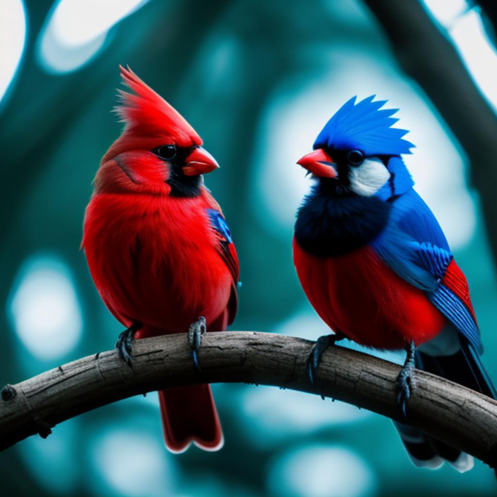 Cardinal and blue jay by @ai_generated