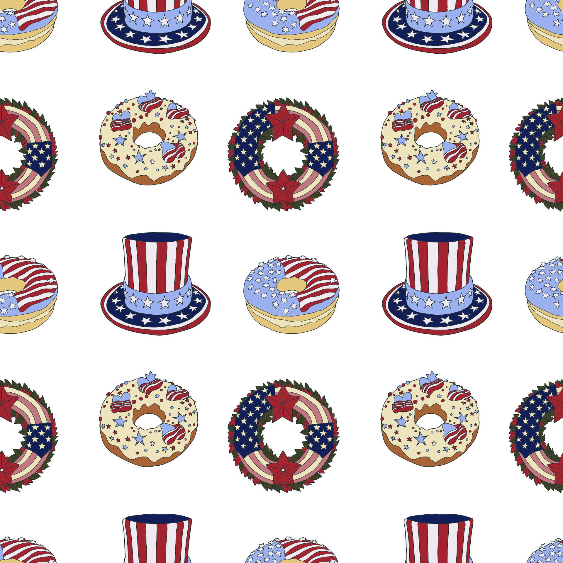 Happy independence day seamless pattern. Free Vector