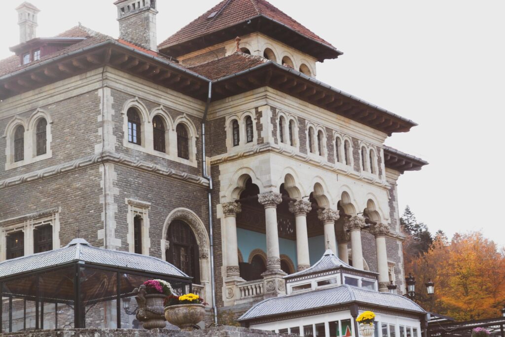 Image of the main entrance on the Cantacuzino castle,situated in Busteni, Romania Stock Free