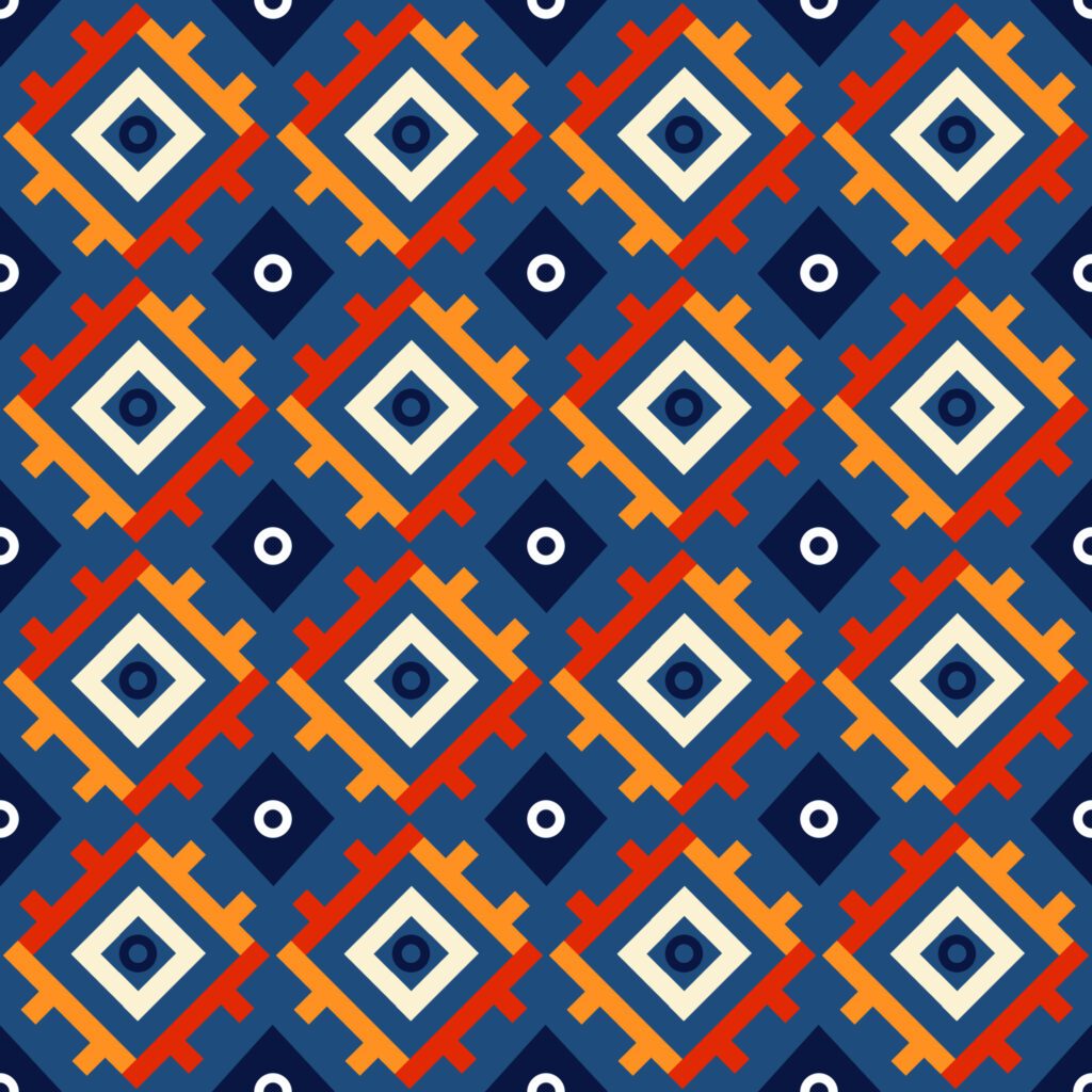 Aztec ethnic geometic blue red color seamless pattern Free Vector and Free SVG