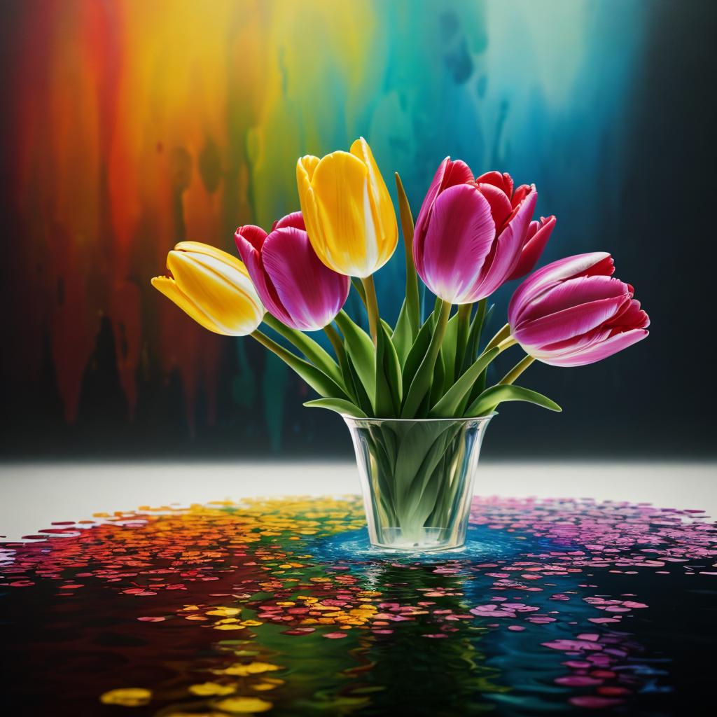 Tulips melting into multicolored by @ai_generated