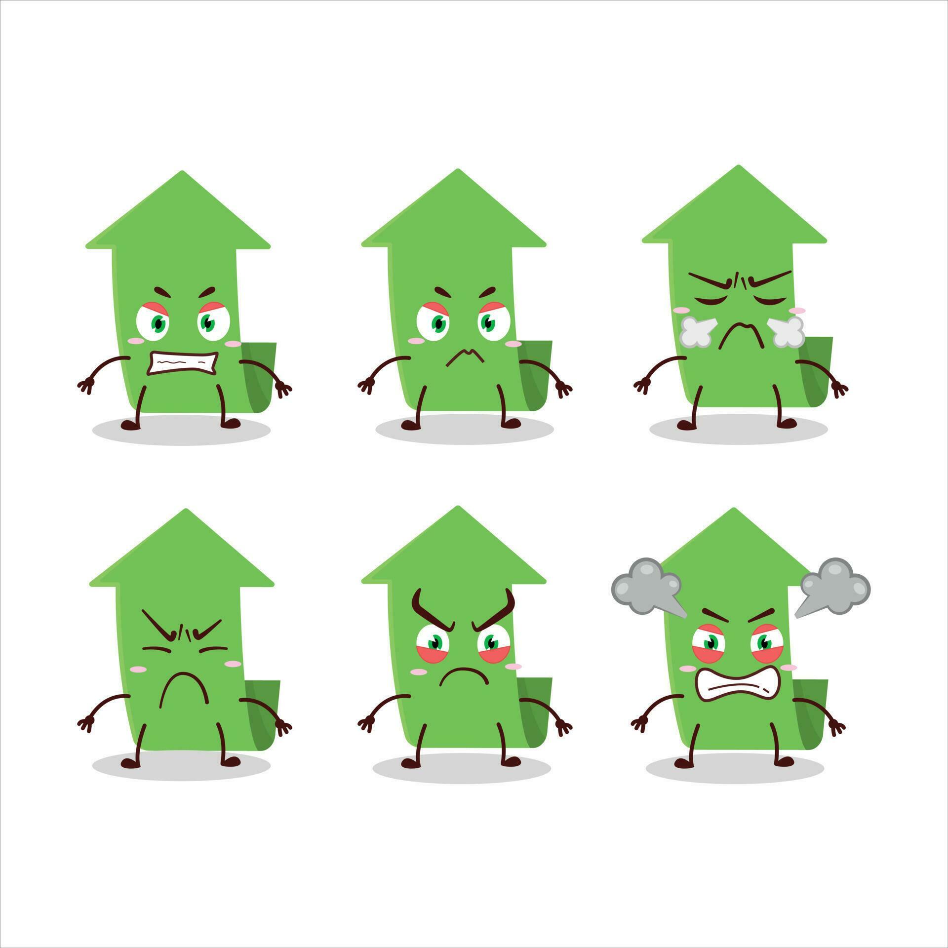 Arrow up cartoon character with various angry expressions Stock Free