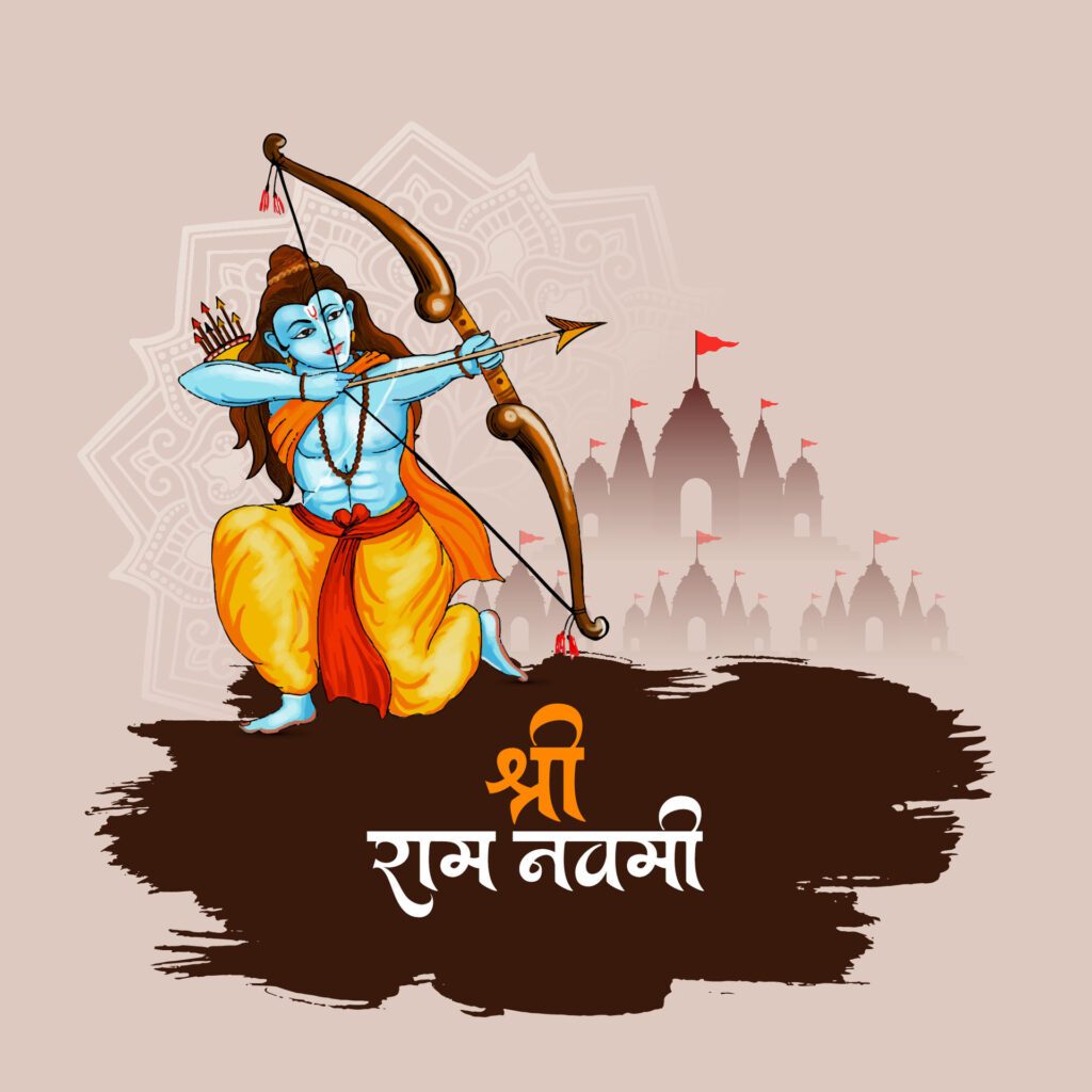 Happy Ram Navami Indian festival elegant decorative background Free Vector