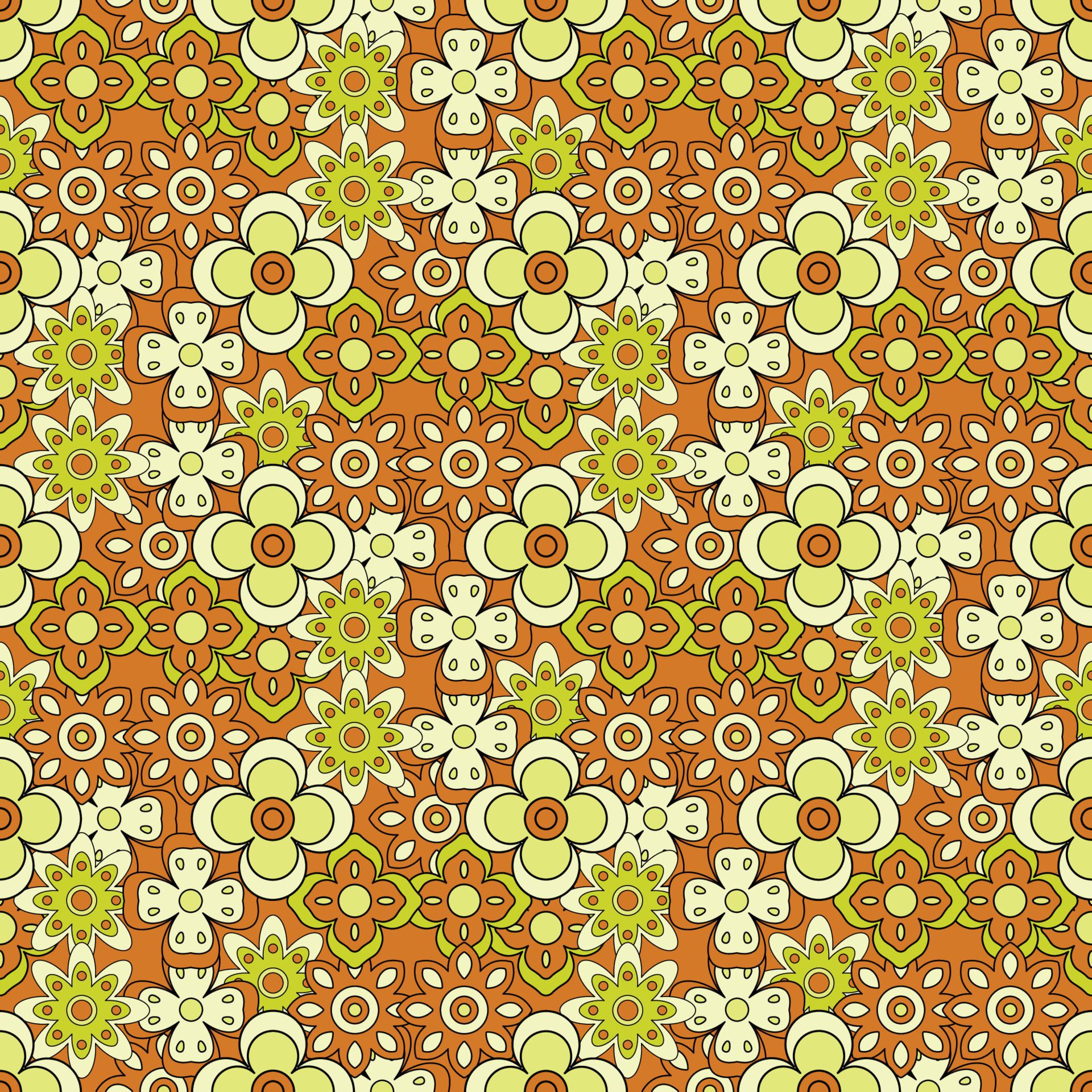 Abstract seamless groovy flower background. Free Vector