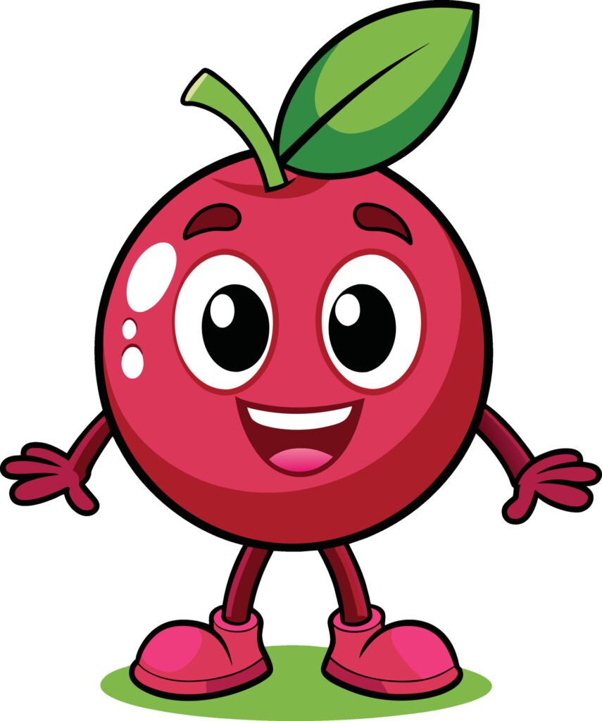 Cute cherry fruit character isolated on a white background illustration. Free Vector