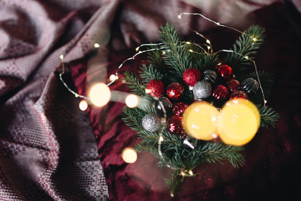 Burgundy Christmas Decorations Stock Free