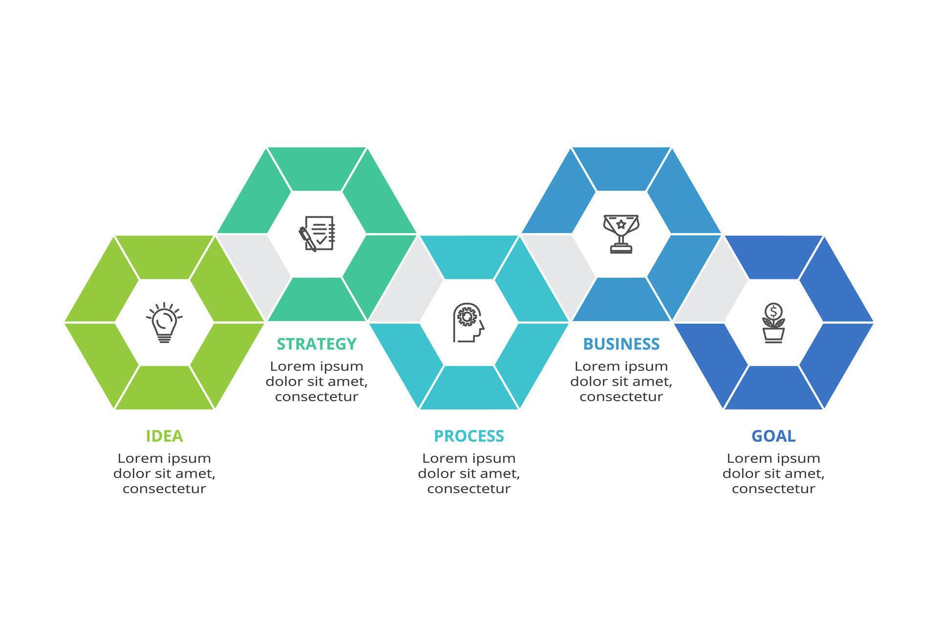 Abstract arrows of graph, diagram with 5 steps, options, parts or processes. business template for presentation Stock Free