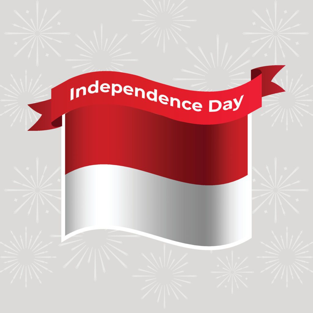 Indonesia Wavy Flag Independence Day Banner Background Free Vector