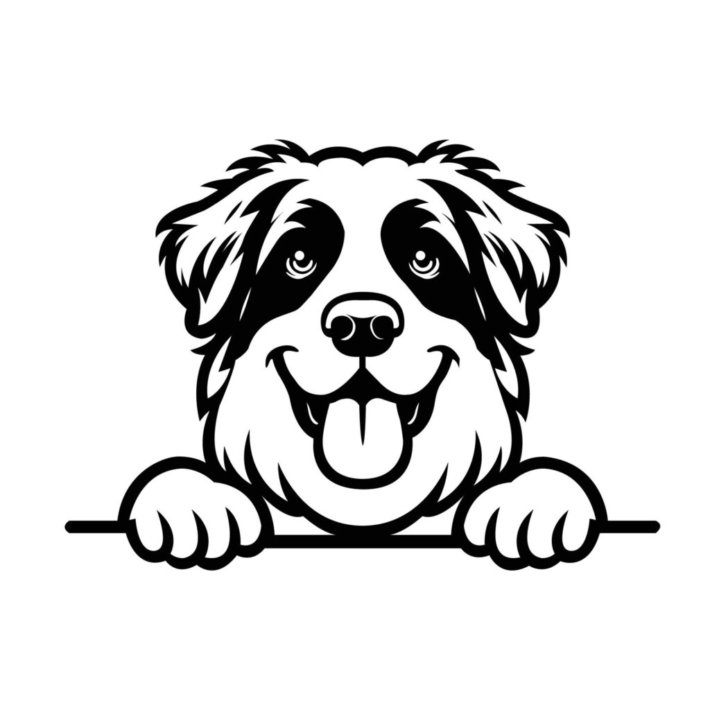 Black And White Kuvasz dog peeking face illustration free vector Free Vector