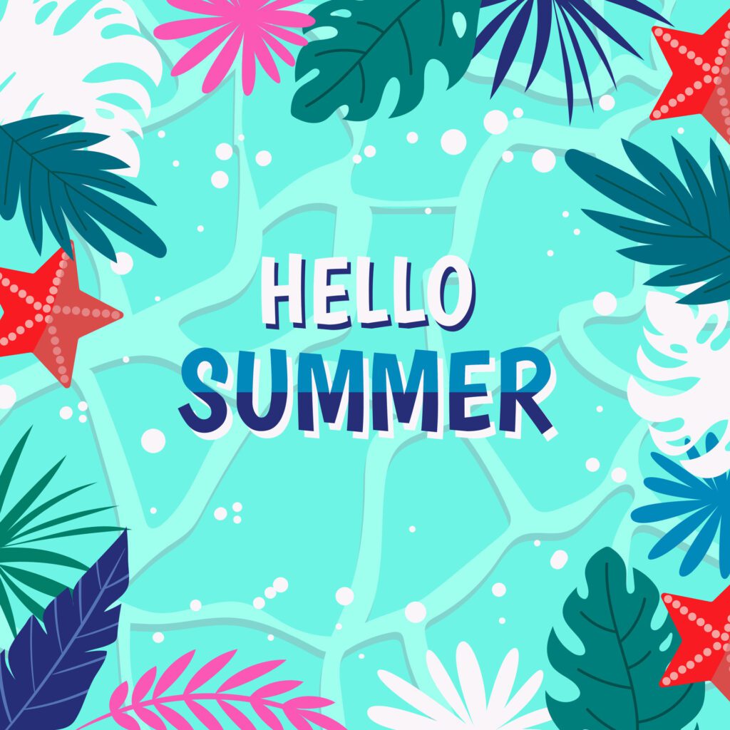 Hello Summer Background with Floral Free Vector