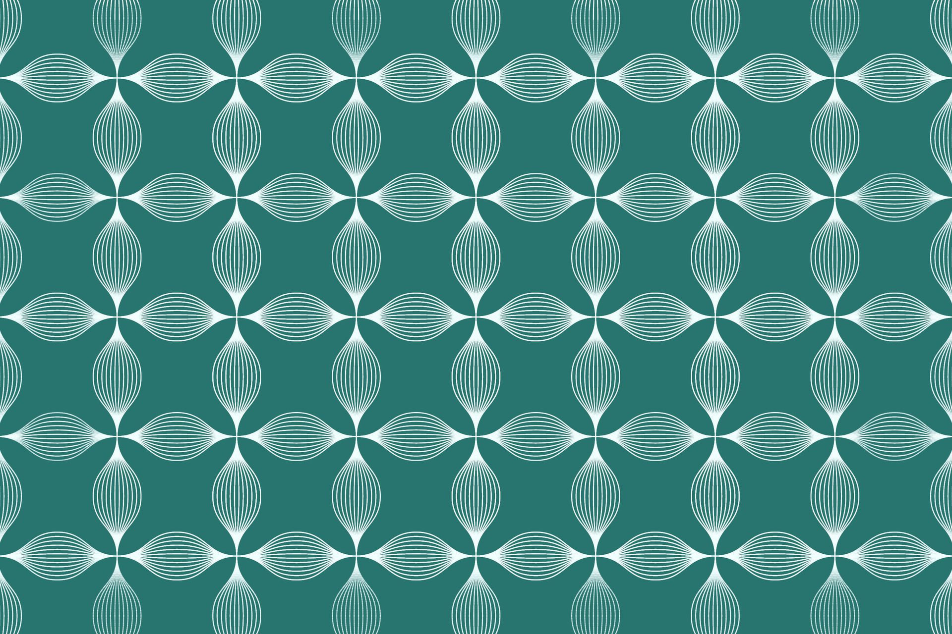 Teal and white floral wavy lines pattern. Flower wave background vector illustration. Free Vector