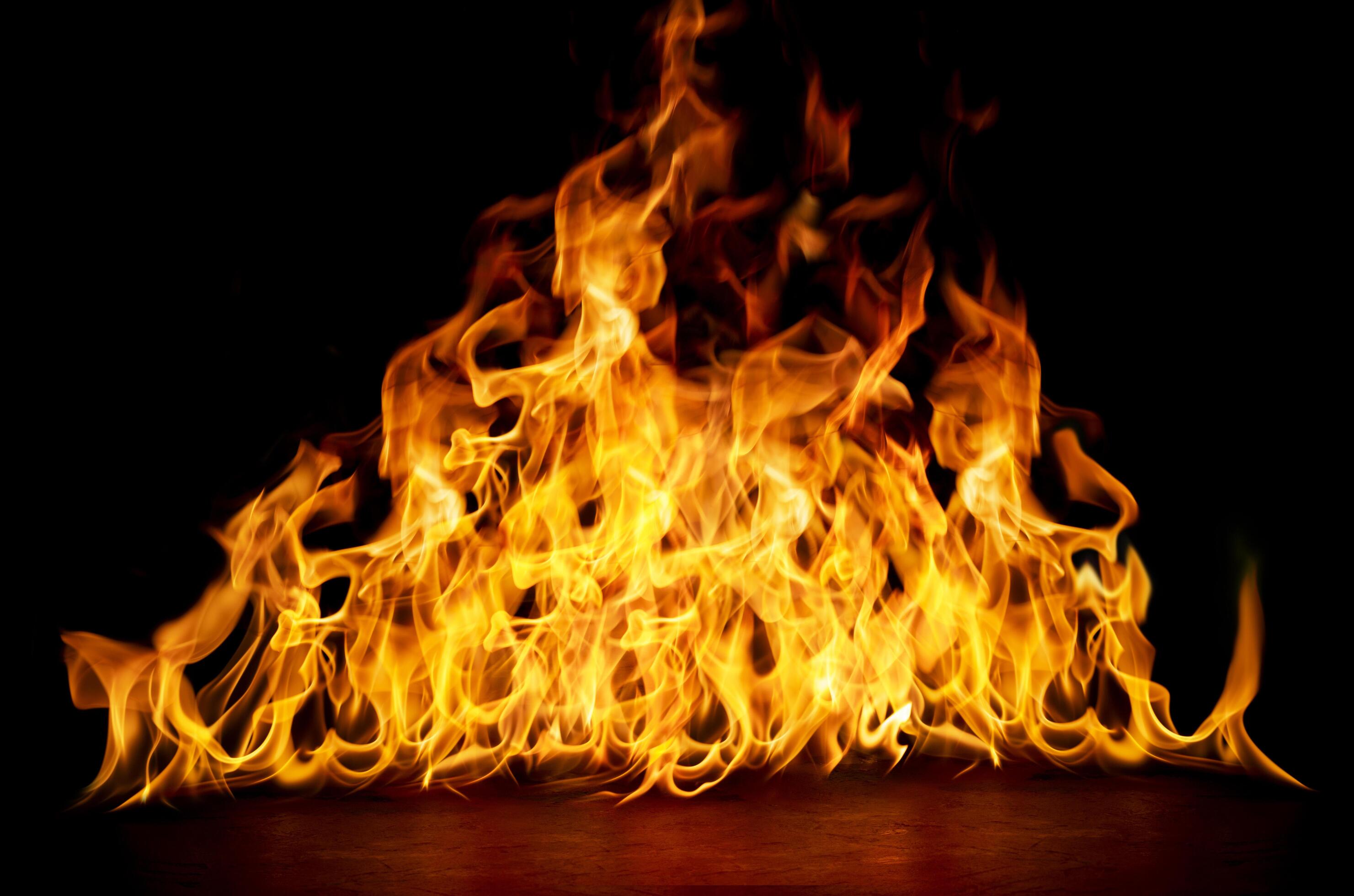 fire burning flame Isolated on a black background Stock Free