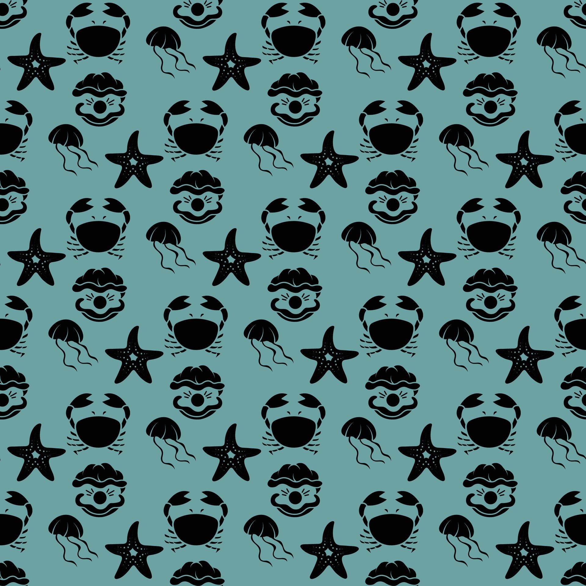 Marine Animals Seamless Pattern Design Free Vector