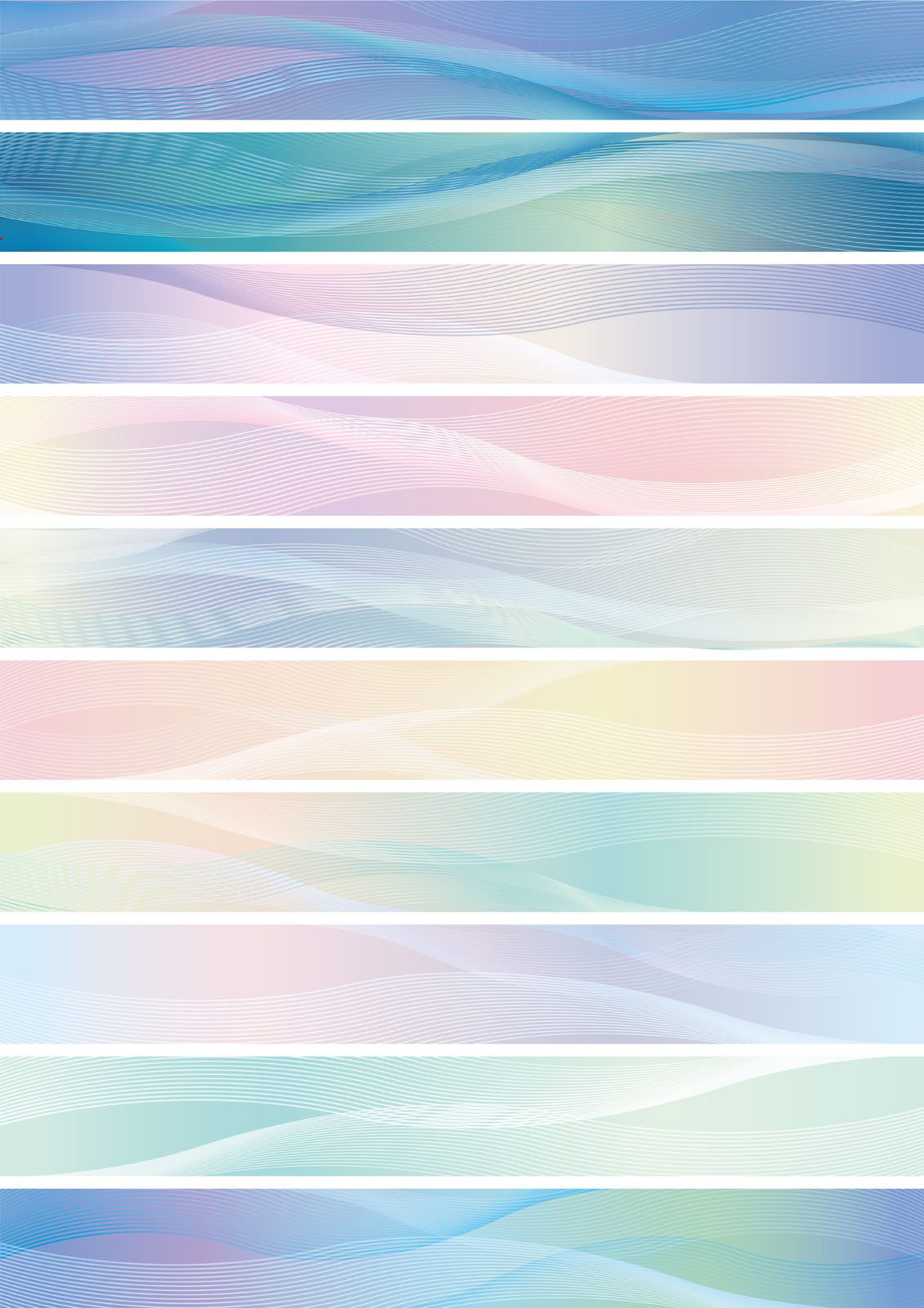 Wavy pattern banner set, vector illustration. Free Vector