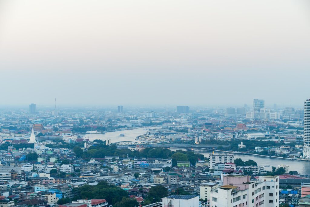 Bangkok City Thailand air pollution remains at hazardous levels PM 2.5 pollutants – dust and smoke high level PM 2.5 Stock Free