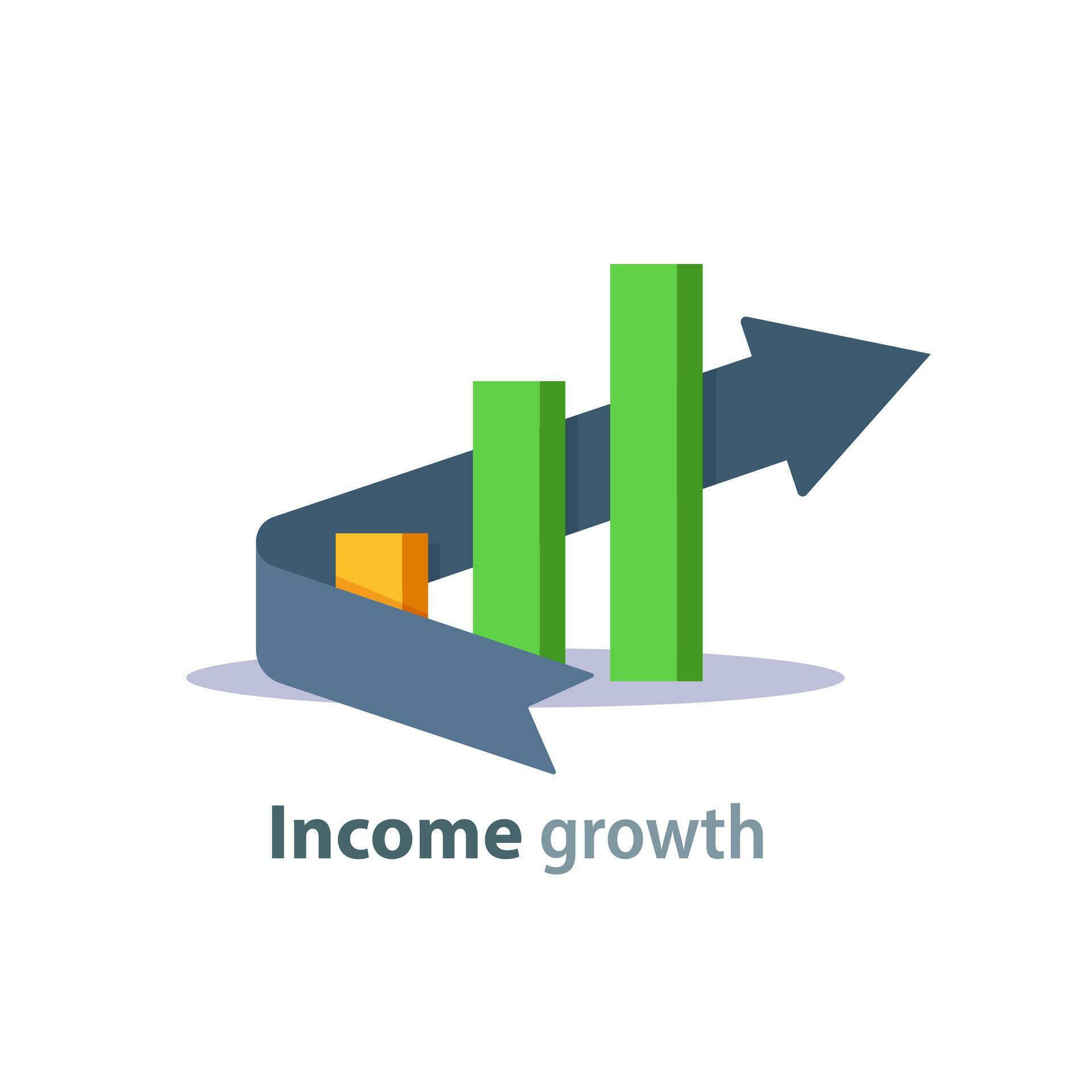 Income growth arrow,return on investment, budget planning, mutual fund, pension savings account,dividends concept Stock Free