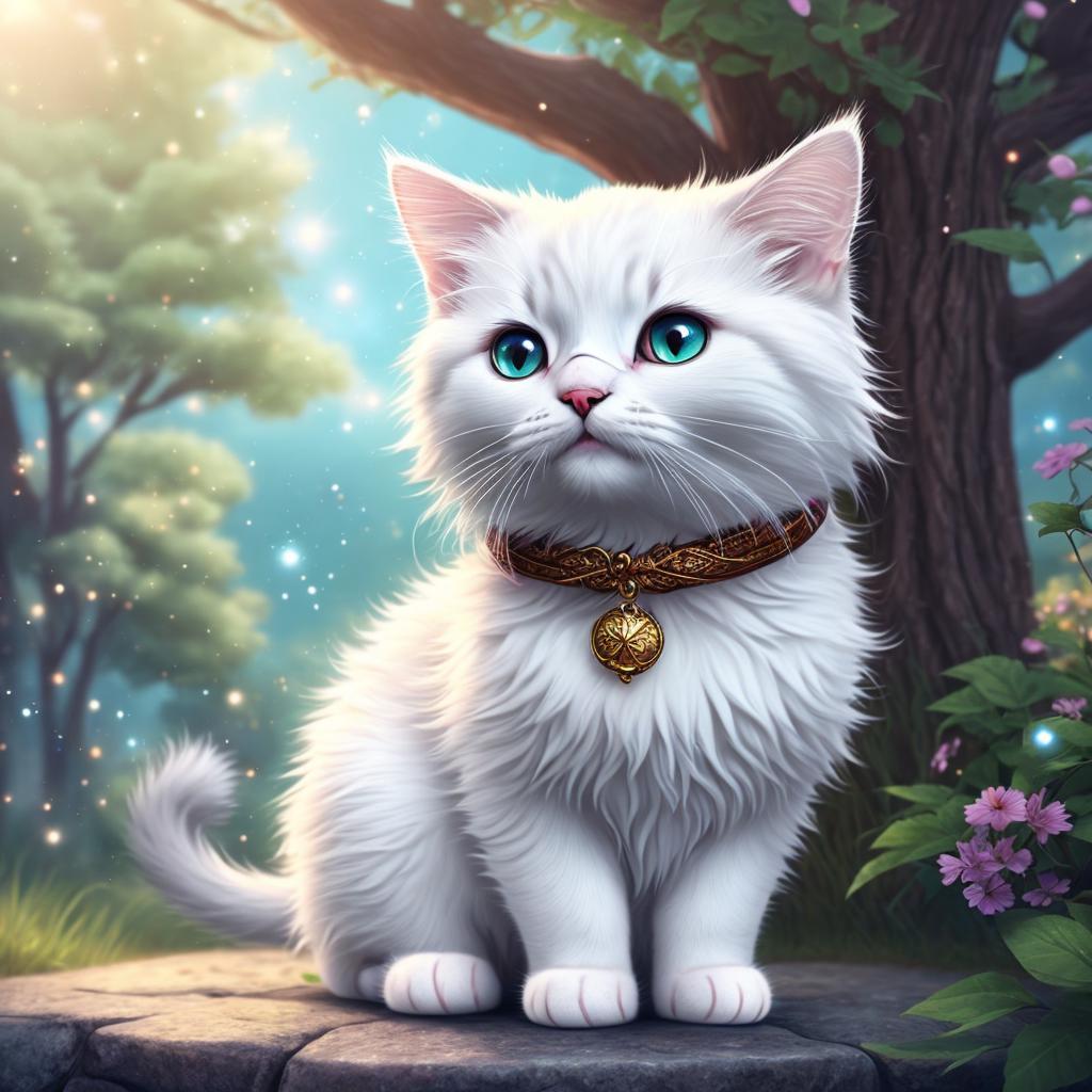 Cute cat, magical nature by @ai_generated