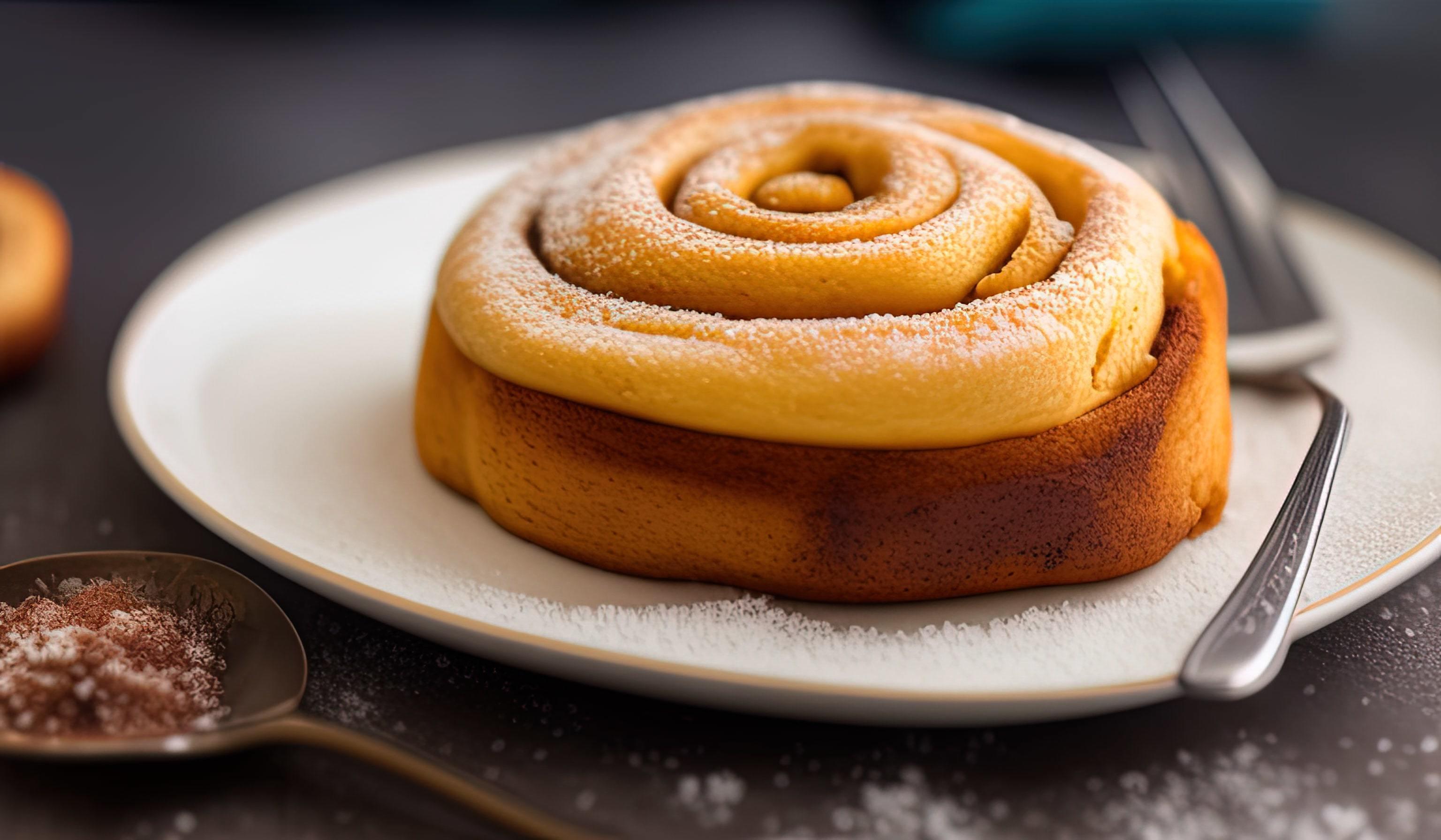 dvertising professional food photography close up of a pile of cinnamon rolls covered in sugar Stock Free