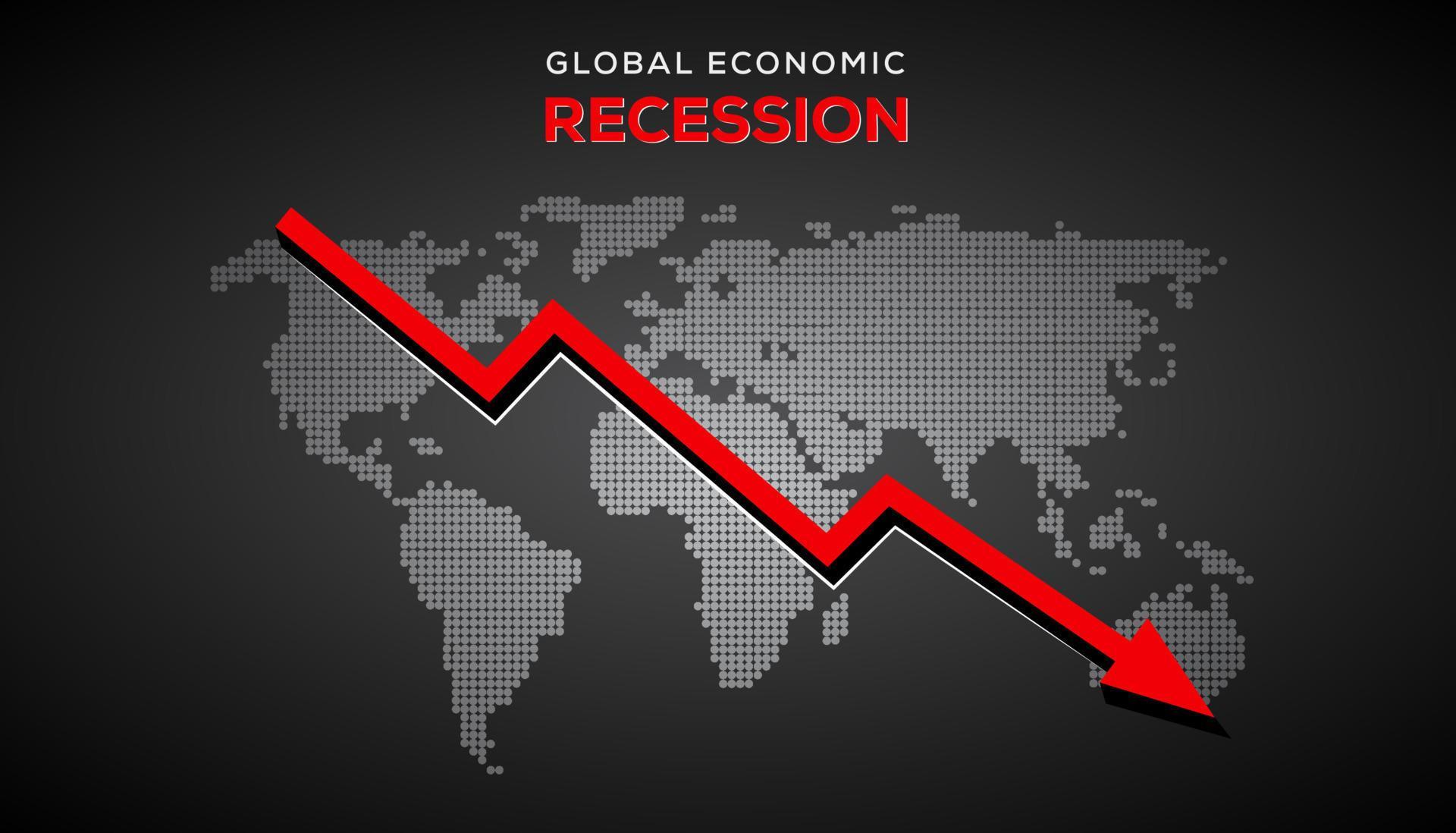 Global Recession Background. illustration of economic recession with red arrow symbol falling down Stock Free and Free SVG