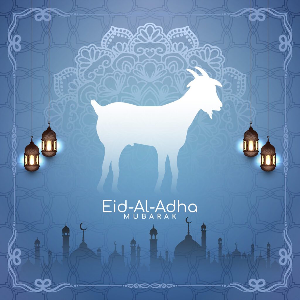 Religious Eid Al Adha mubarak Islamic festival celebration background Free Vector