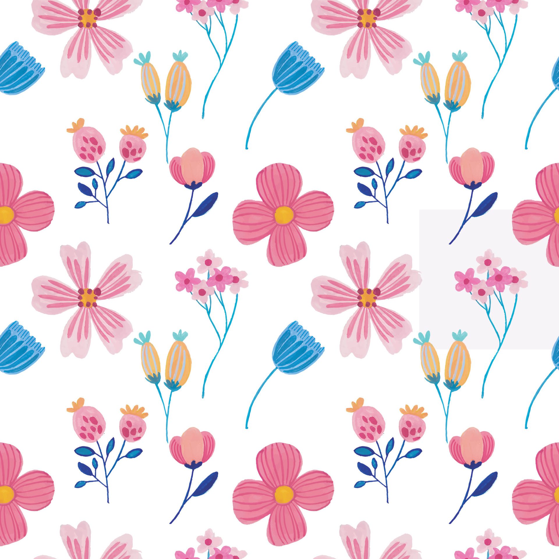 watercolor flower pattern hand draw Free Vector