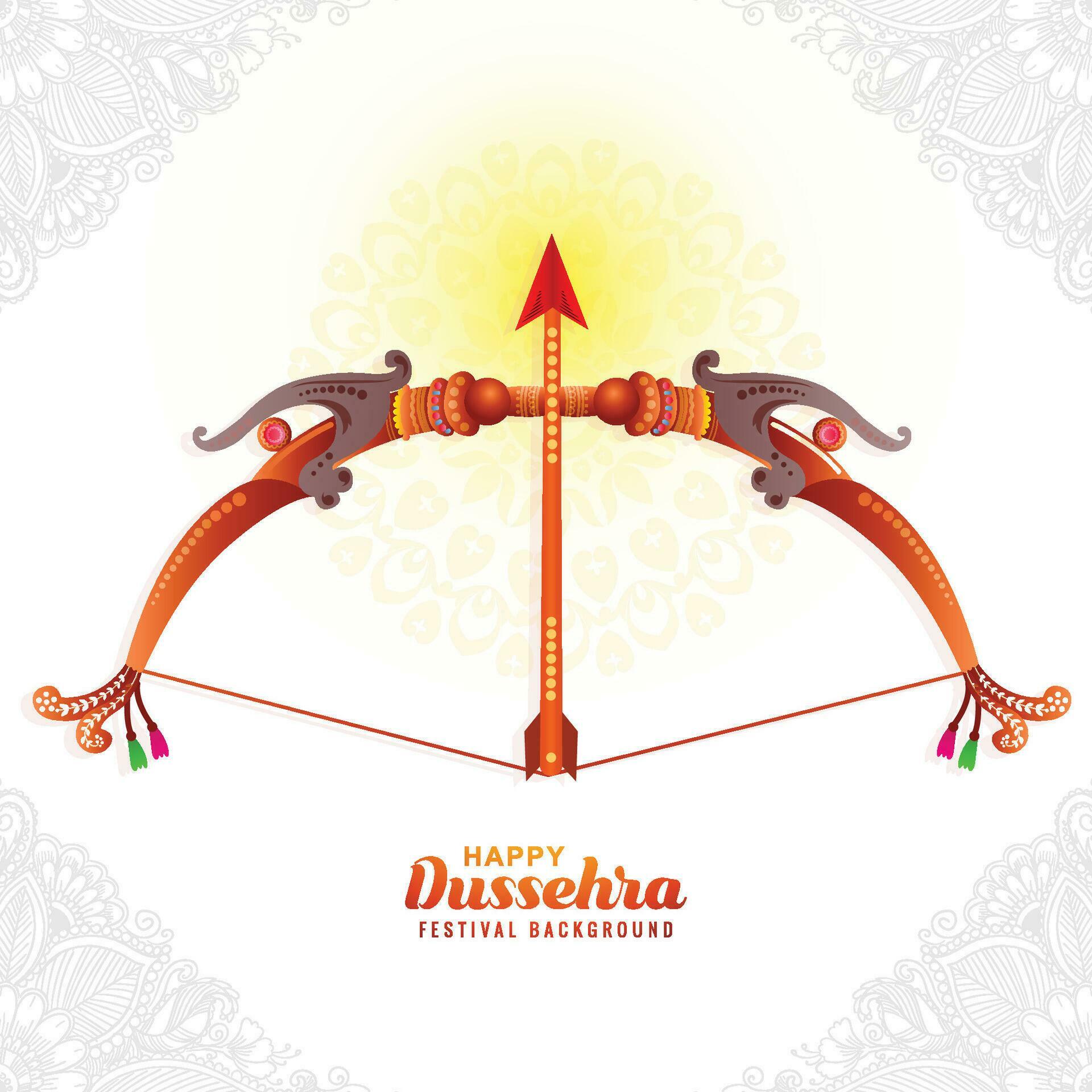 Happy dussehra watercolor bow and arrow celebration card design Stock Free