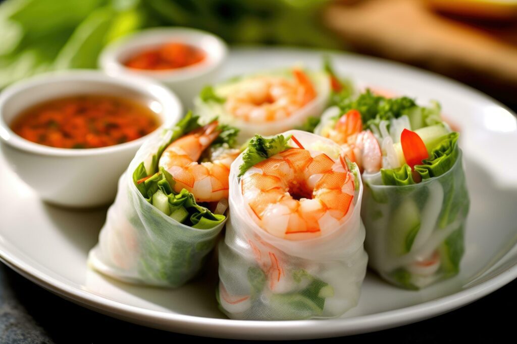 vietnamese rice paper rolls Food Photography AI Generated Stock Free