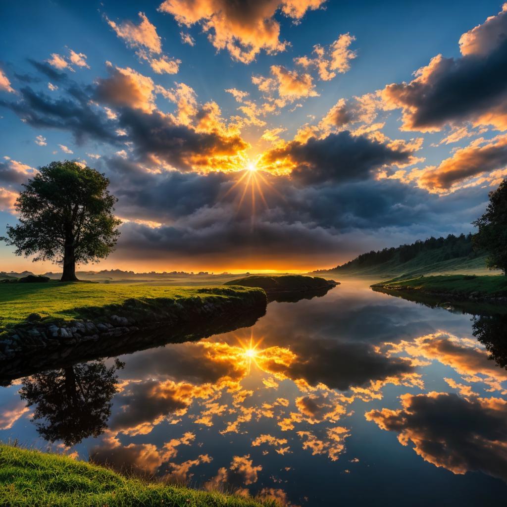 Sunrise with clouds Nature by @ai_generated