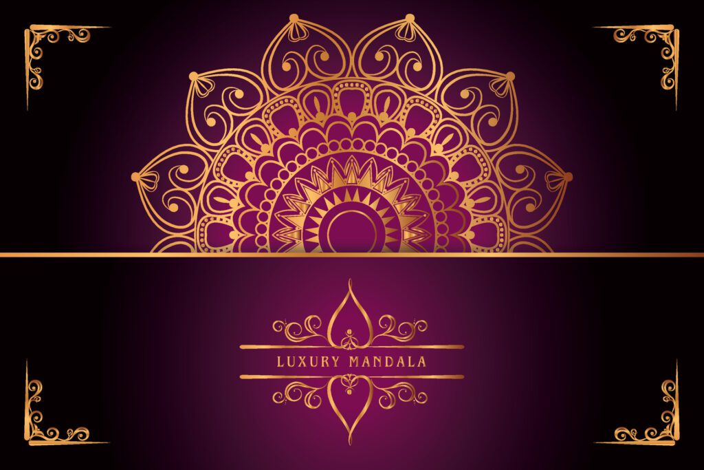 golden mandala design with gradients background Free Vector