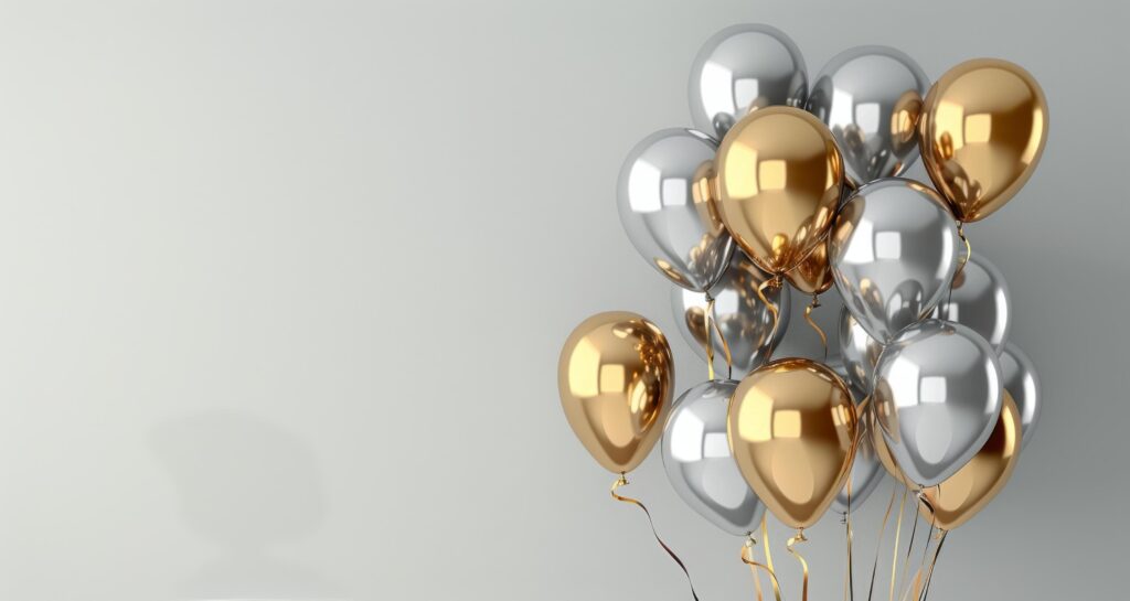 Gold And Silver Balloons Against White Background Stock Free