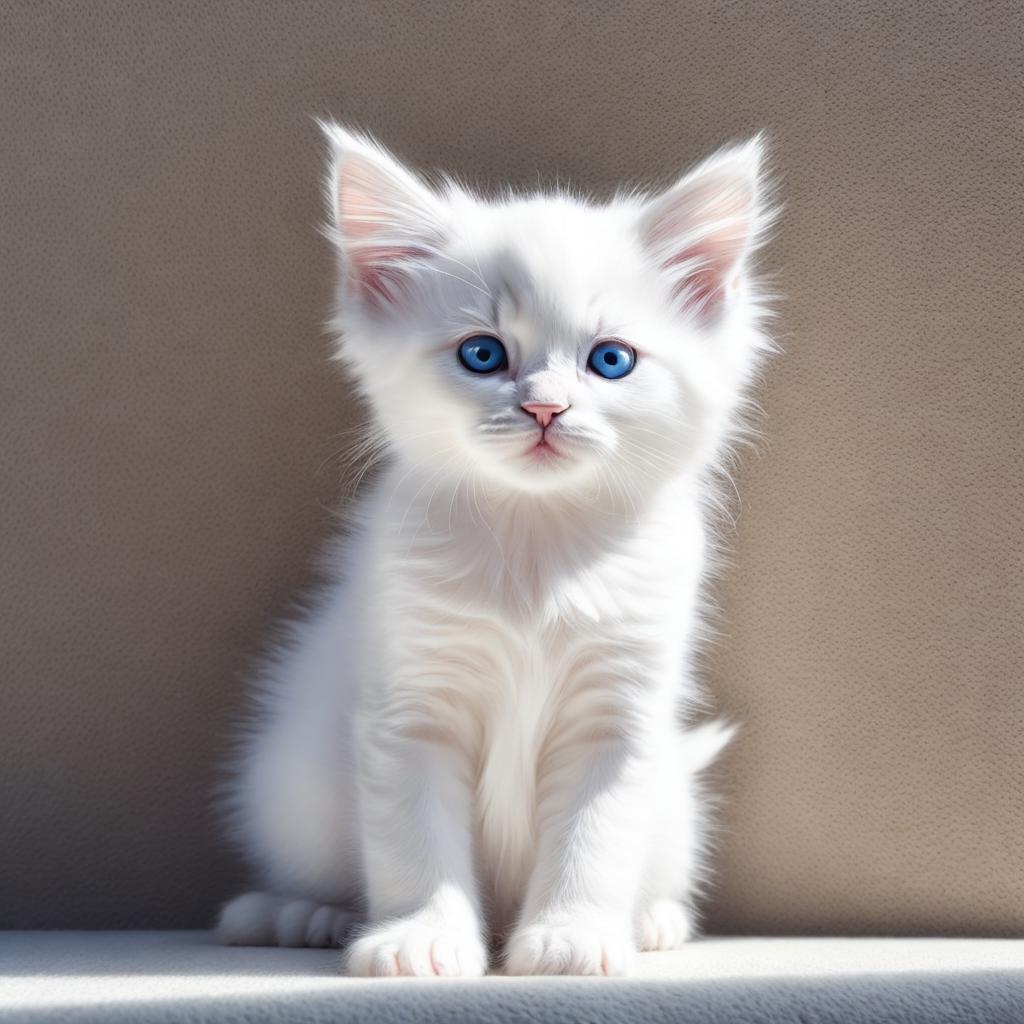 Pristine white kitten, fluffy by @ai_generated