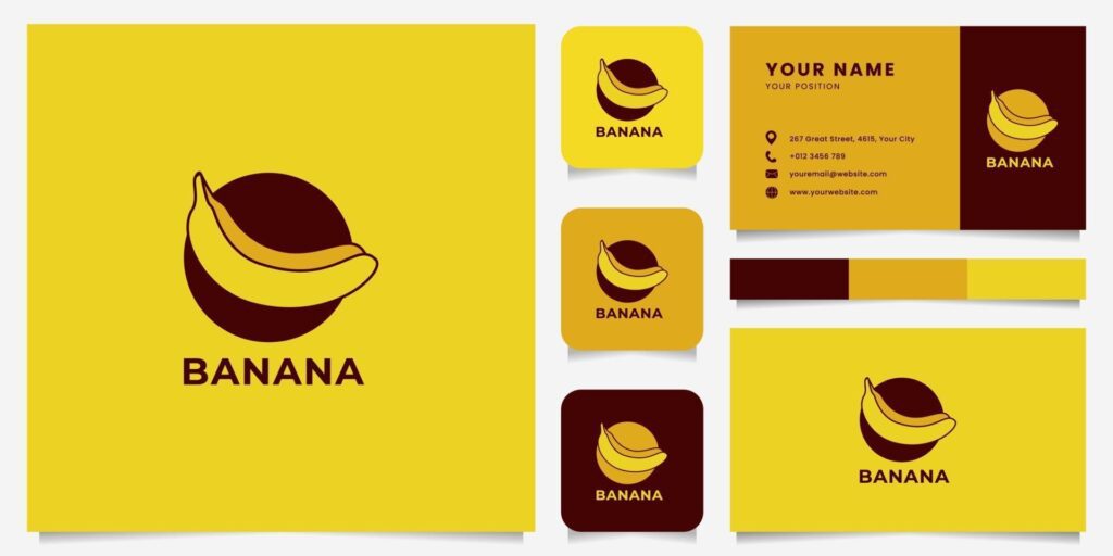 Colorful Banana Emblem Logo with Business Card Template Stock Free