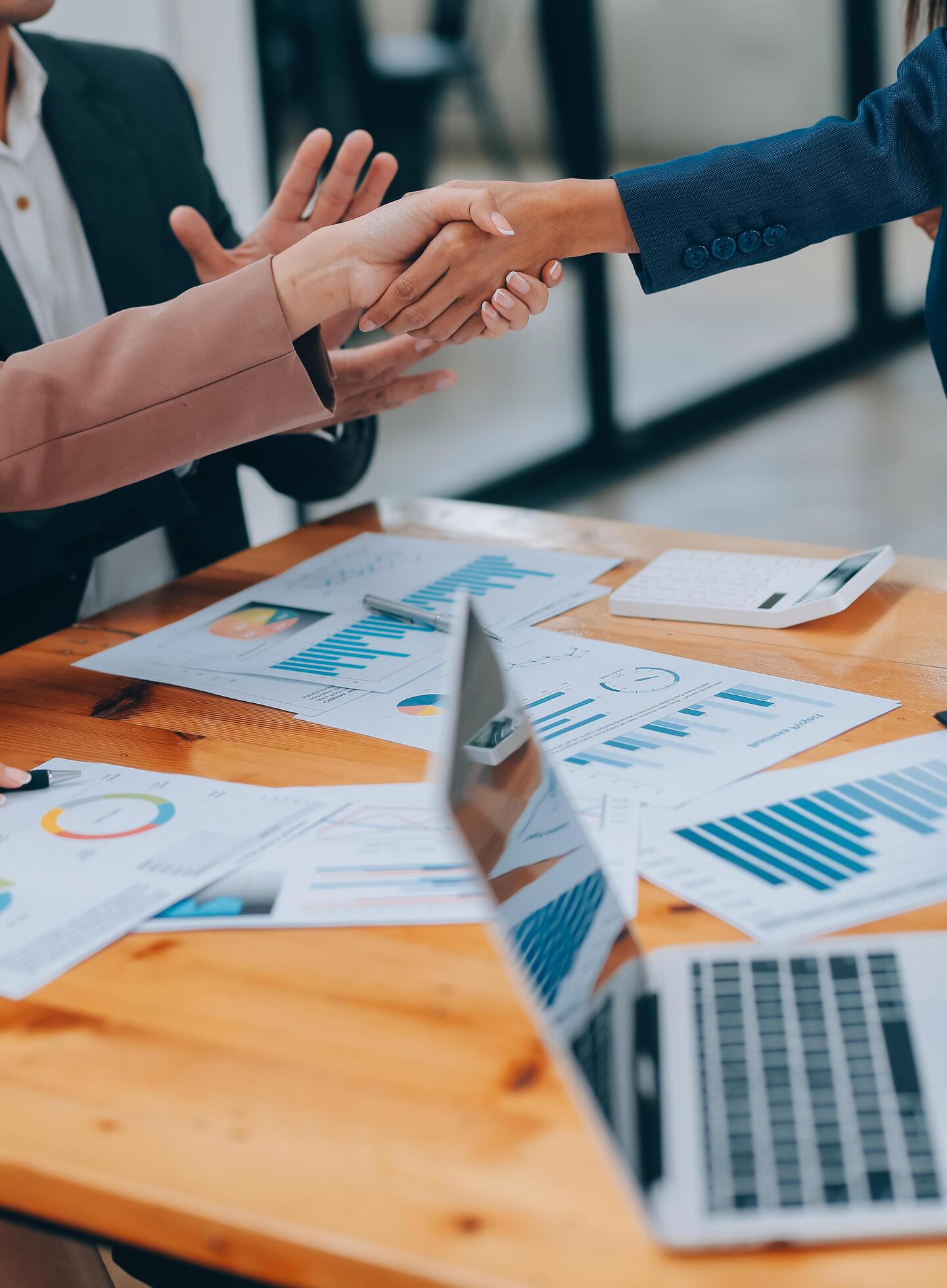 Business people shaking hands, finishing up meeting Stock Free