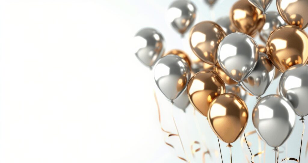 Gold And Silver Balloons Against White Background Stock Free