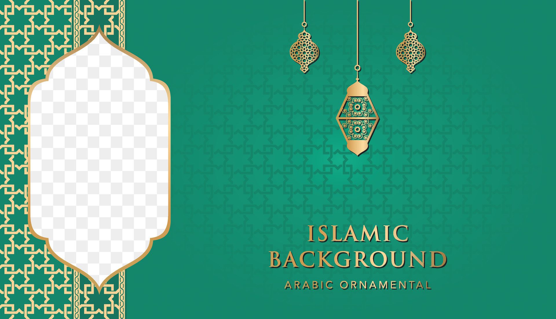 Islamic Ramadan Kareem Eid Mubarak Arabic Luxury Ornamental Background with Islamic Pattern and Decorative Ornament Frame Free Vector