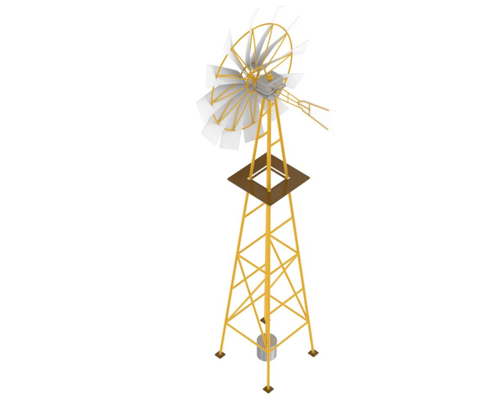 Windmill isolated on background. 3d rendering – illustration Stock Free