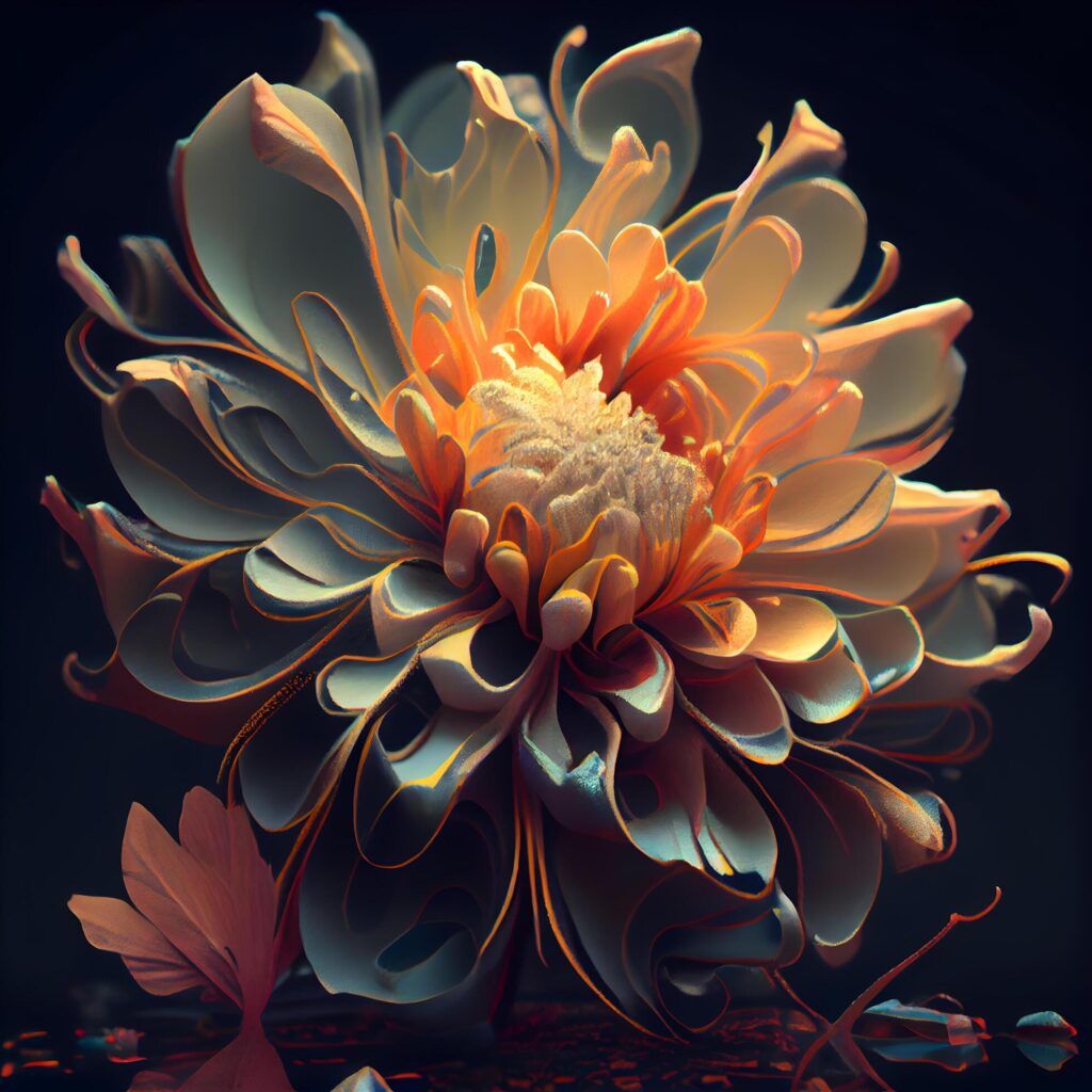 Beautiful flower on a black background. Computer generated 3D photo rendering. Stock Free