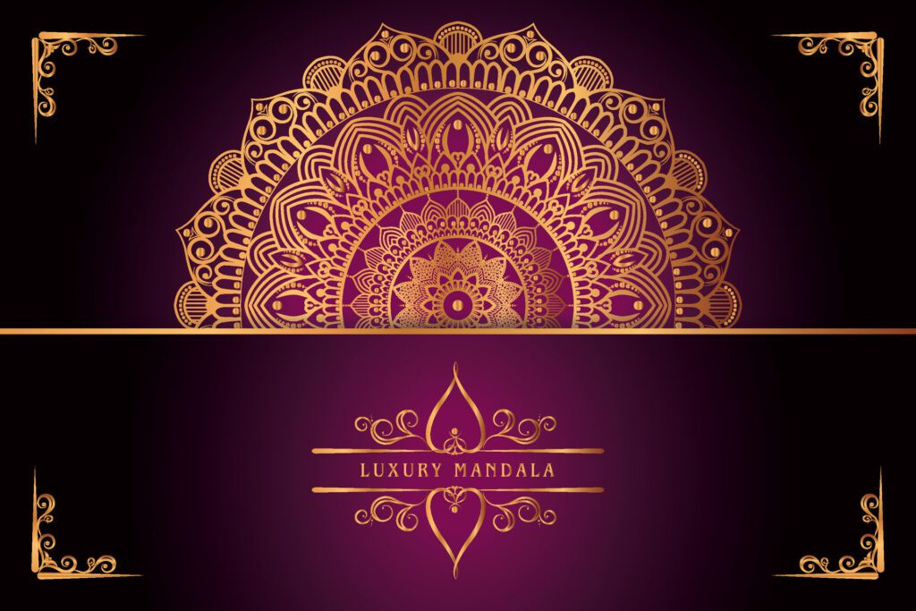 golden mandala design with gradients background Free Vector