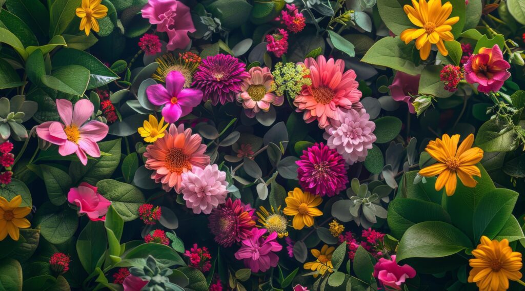 Colorful Wildflowers Arranged In Heart Shape On Blue Background Stock Free