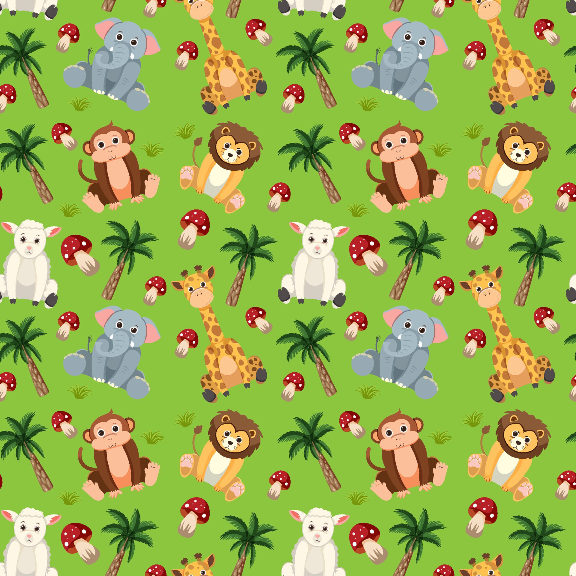 Cute animals seamless pattern Free Vector