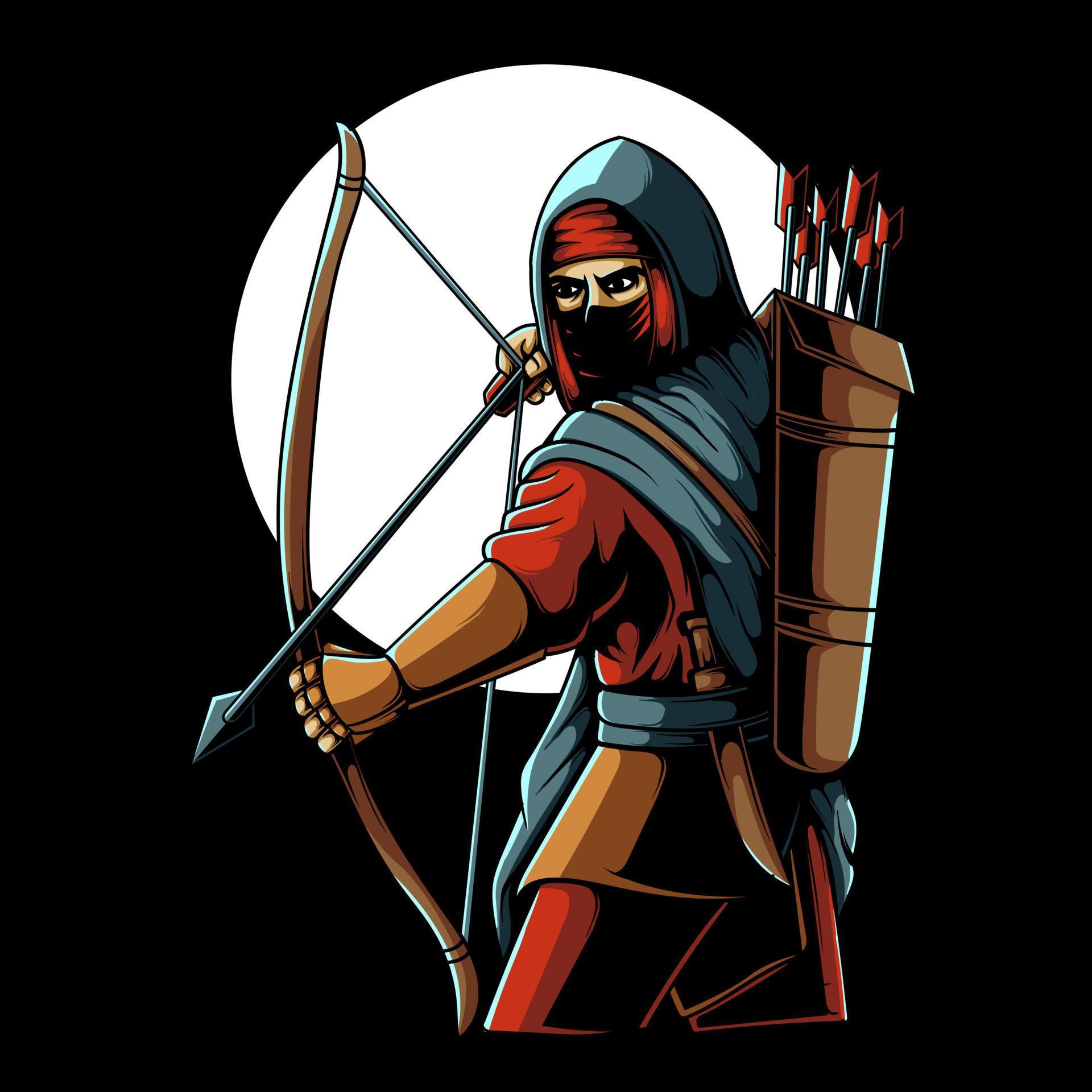 Arabian muslim warrior holding arrow vector illustration Stock Free