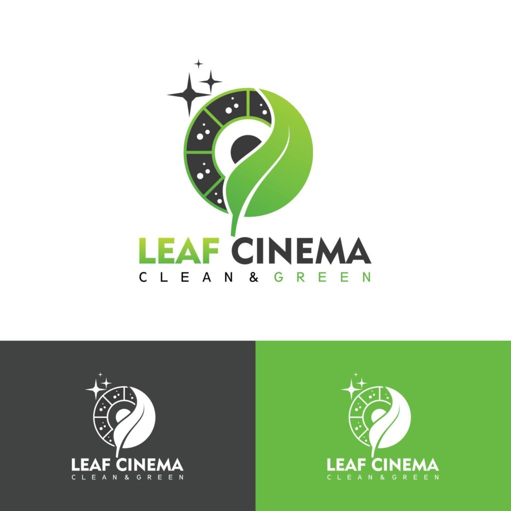 negative and leaf film reel strip production logo vector illustration Stock Free