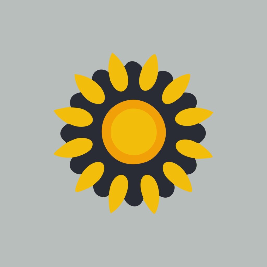 Sunflower icon in flat minimal style, art Stock Free