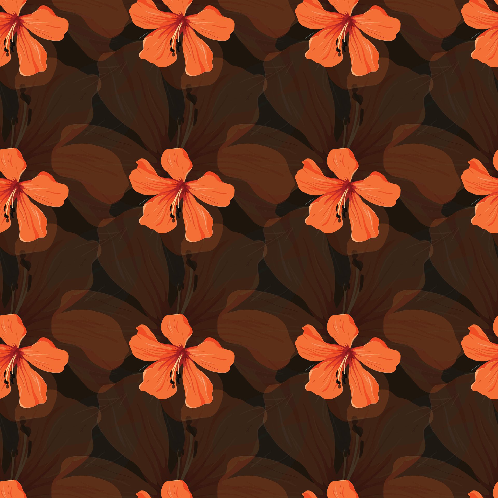 Delicate Hibiscus Flowers Seamless Pattern Design Free Vector