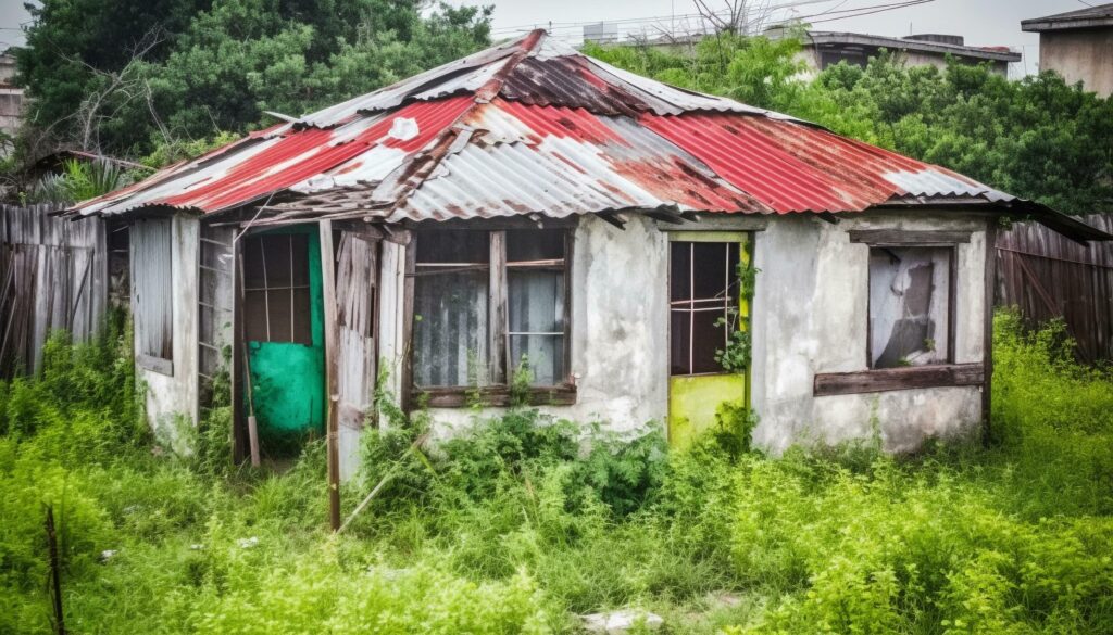 Weathered hut in abandoned rural scene surrounded by nature landscape generated by AI Stock Free