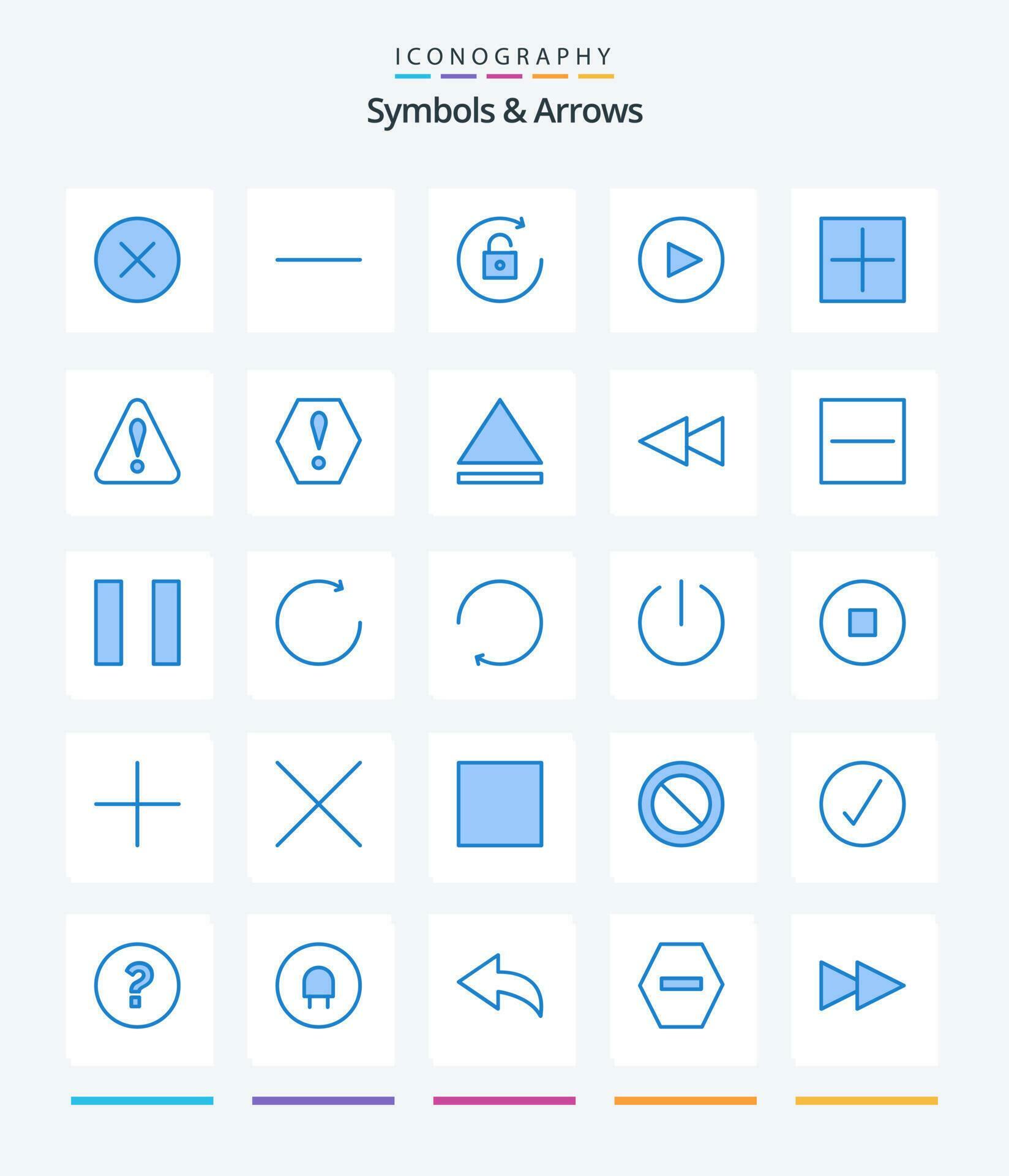 Creative Symbols Arrows 25 Blue icon pack Such As error. triangle. circle. alert. open Stock Free