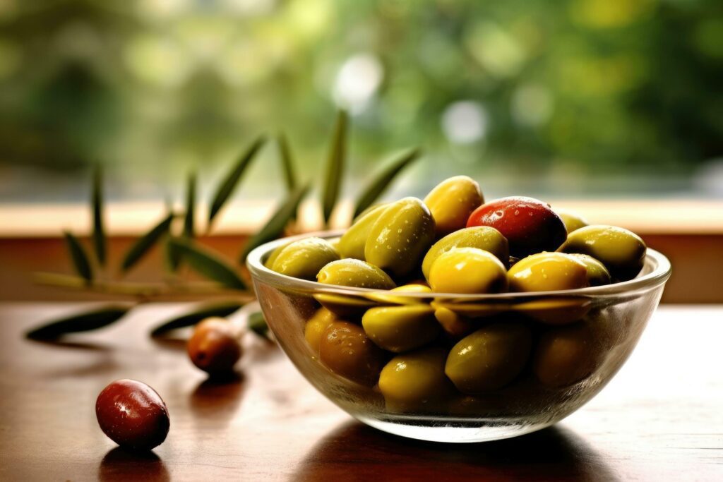 olive fruit in The kitchen table Food Photography AI Generated Stock Free