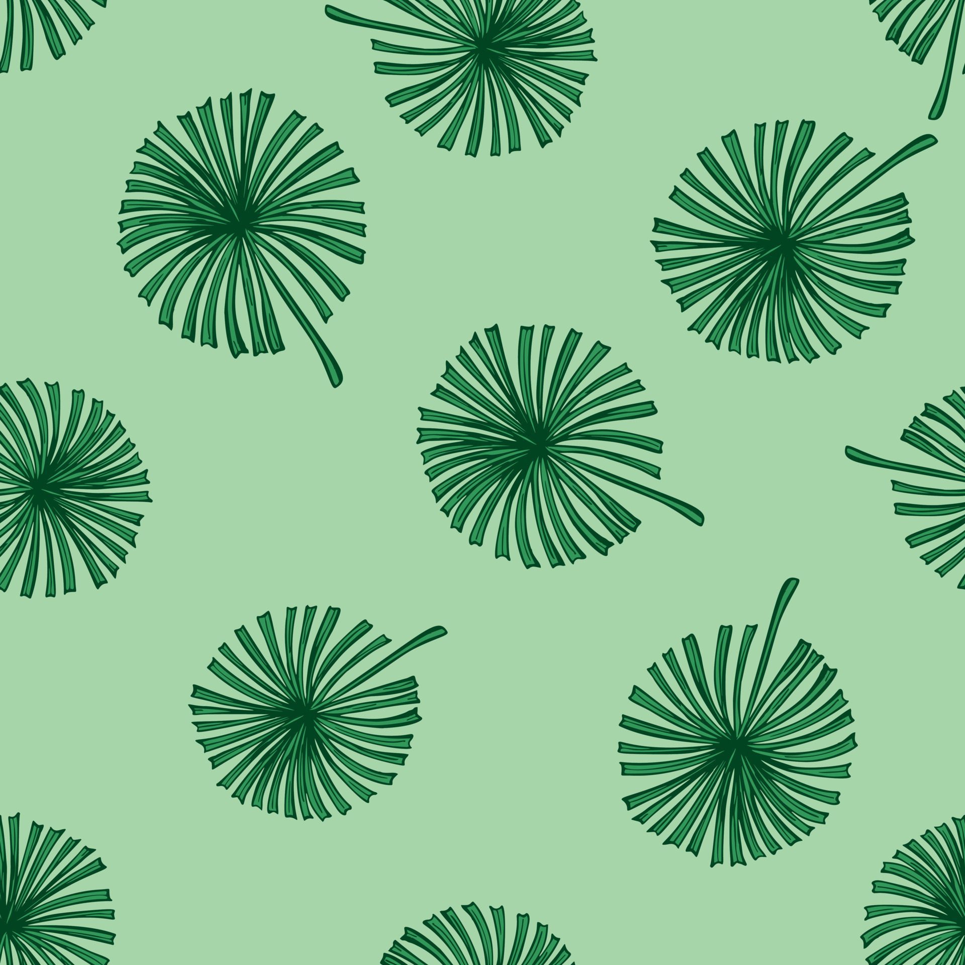 Fan palm leaves seamless pattern on. Vintage tropical foliage in engraving style. Free Vector